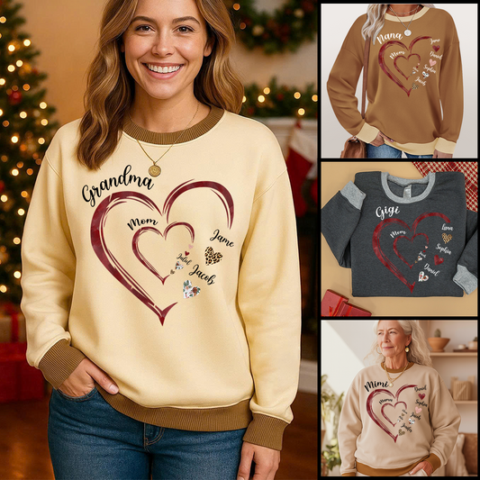 Grandma Mom and Kids Grandkids Personalized Heart Love