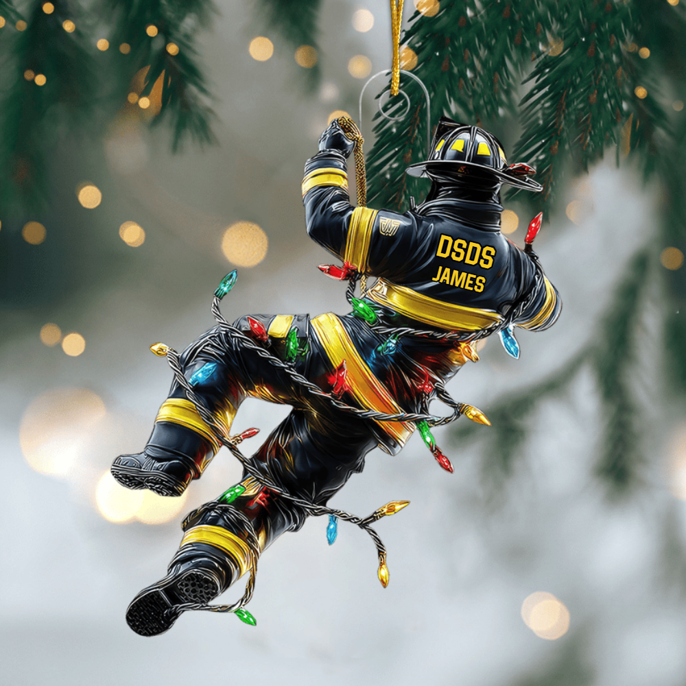 Personalized Firefighter Christmas Ornament – Custom Acrylic Holiday Rescue Keepsake Gift Ornament