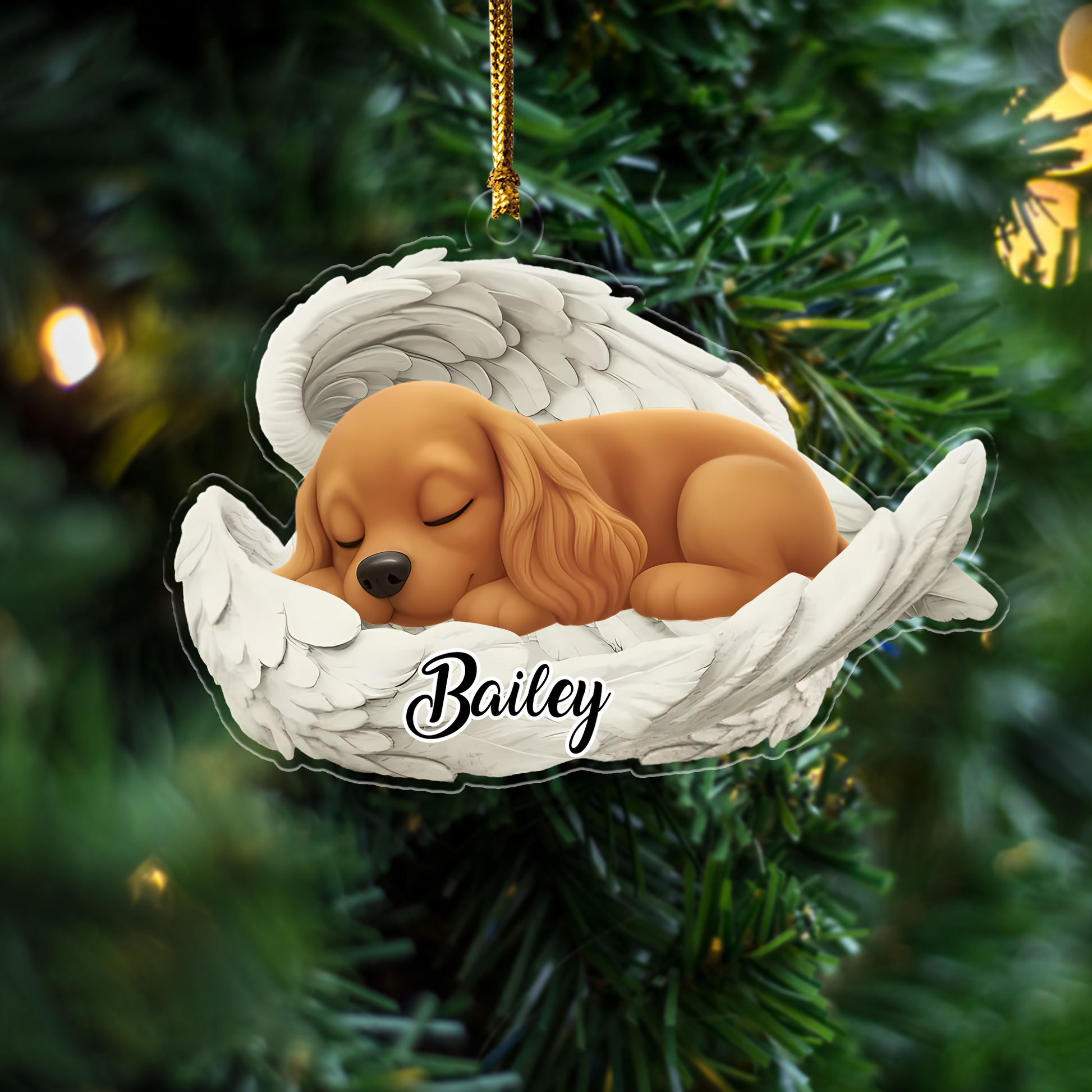 Custom English Cocker Spaniel Angel Ornament – Personalized Sleeping Dog Christmas Gift for Dog Lovers, Pet Memorial Tree Decoration Ornament