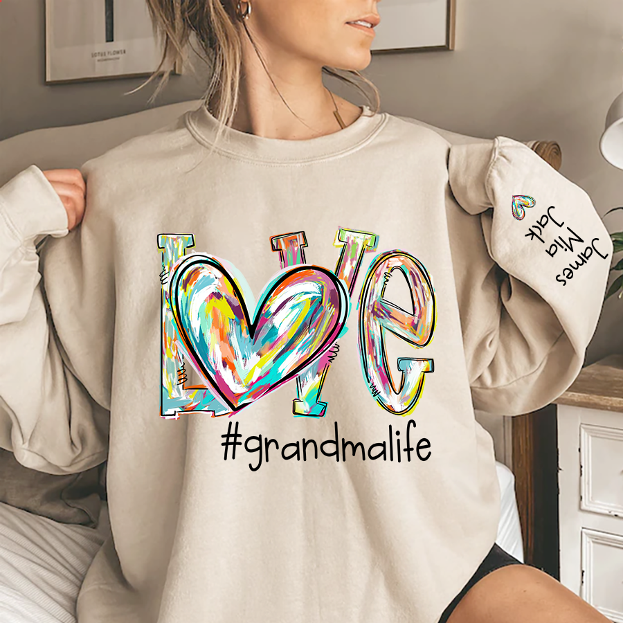 Love Grandma Life Fall Autumn Color Clipart Custom  Sweatshirt
