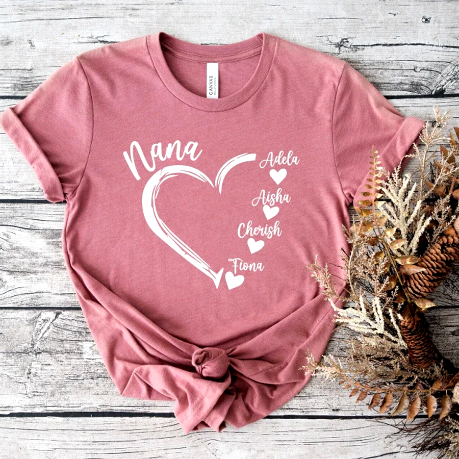 Nana Mom Hearts With Kids Classic Canvas