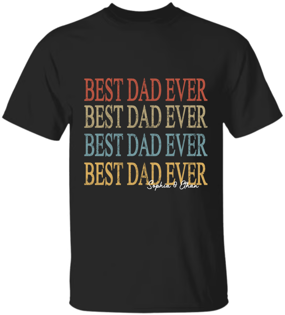 Personalized Photo Dad Shirt, Custom Kids Picture With Names, Best Dad Ever Family Apparel, Gift For Father's Day Birthday