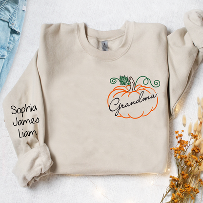 Grandma Pumpkin And Grandkids Autumn Sweatshirt