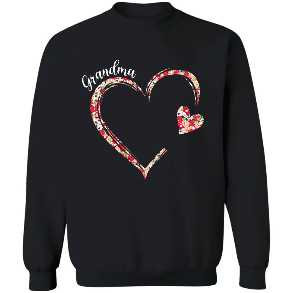 Custom Grandma Heart Floral Color With Kids Sweatshirt