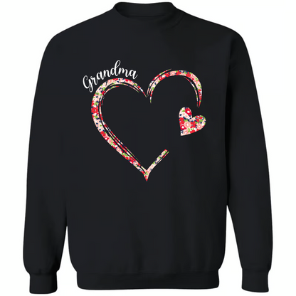 Custom Grandma Heart Floral Color With Kids Sweatshirt