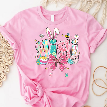 Personalized Gigi Shirt Easter Day Gigi Bunny And Grandkids T-Shirt