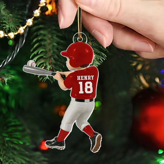 Personalized Baseball Ornament for Kids – Custom Name, Number & Color Christmas Decoration Gift for Baseball Lovers 2025 Ornament