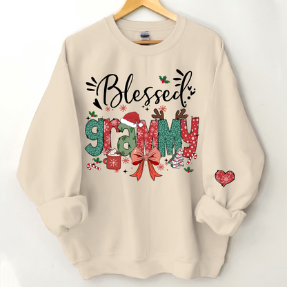 Personalized Christmas Blessed Grammy Nana Mimi Gigi And Grandkids Sweatshirt