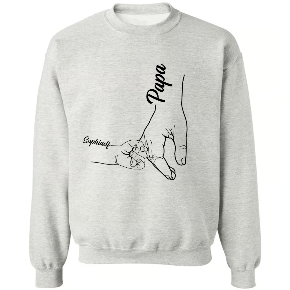 Custom Papa Hand With Kids Sweatshirt