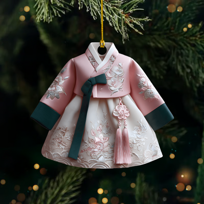 Personalized Hanbok Ornament 2025 – Custom Name Korean Dress Christmas Decoration, Cultural Gift for Her Ornament