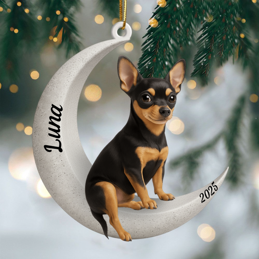 Custom Miniature Pinscher On The Moon Ornament 2025, Custom Double-Sided Acrylic Decoration, Unique Christmas Gift For Dog Lovers Ornament