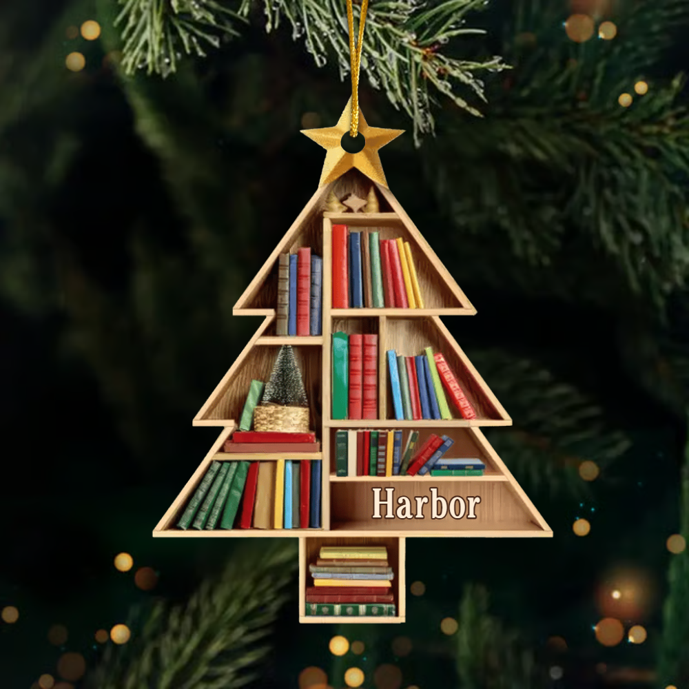 Custom Book Ornament – Personalized Gift for Bookworms, Readers – Christmas Decoration Ornament