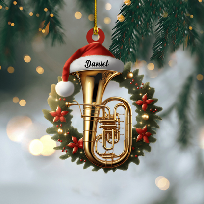 Personalized Tuba Ornament – Custom Name Brass Instrument Christmas Decoration for Musicians Ornament