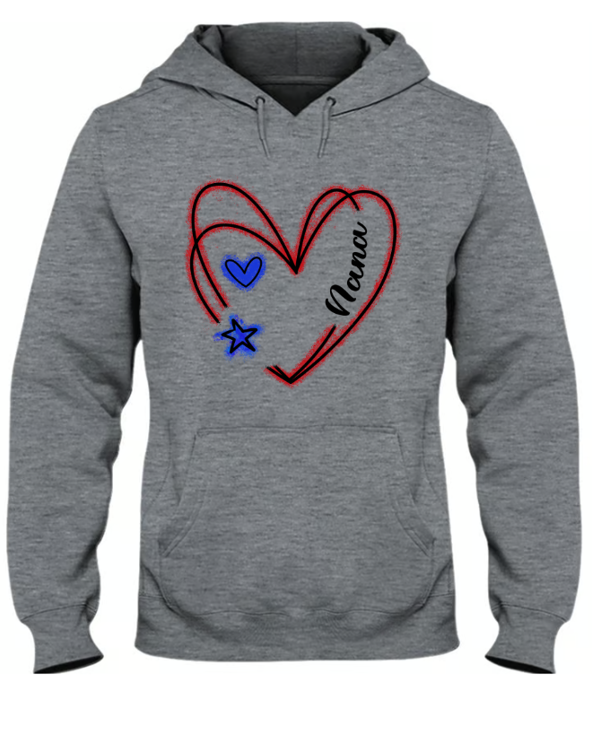 Heart USA Flag Nana Mimi Grandma With Kids CTH01