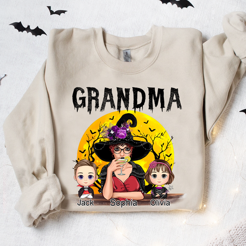 Personalized Halloween Grandma With Grandkids Copy