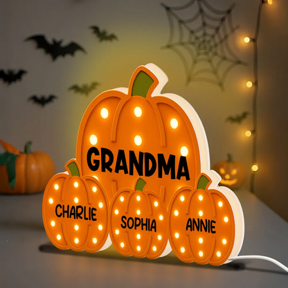 3D Effect Grandma Little Pumpkins Marquee Pattern Effect Cozy Fall Home Decor - Personalized Light Box - Gift For Grandmas Light Box