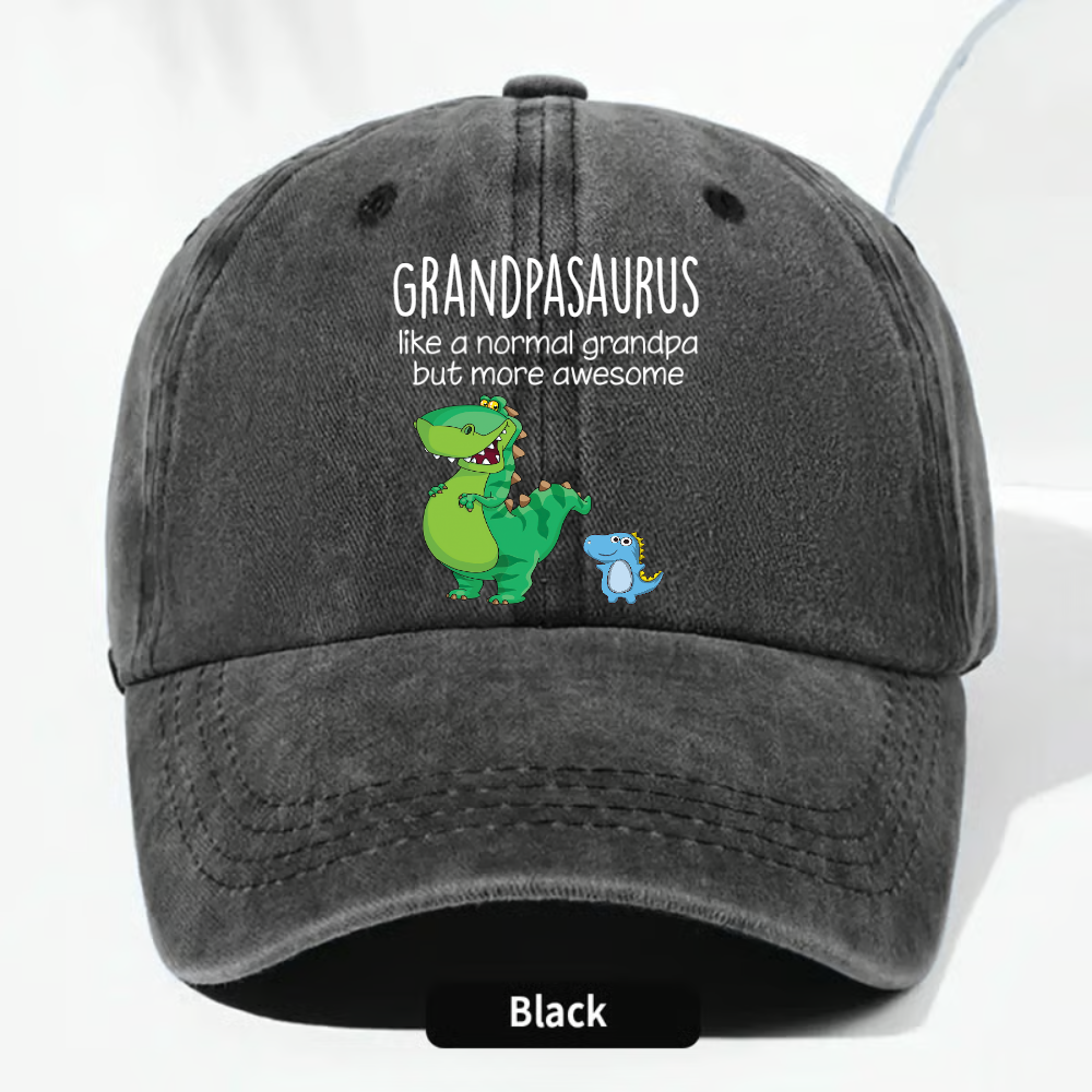 Grandpasaurus Dinosaur Hat for Grandpa, Funny Grandpa Cap with Cute Dino Family Design, Personalized Fathers Day Birthday Gift for Grandfather Dad Men