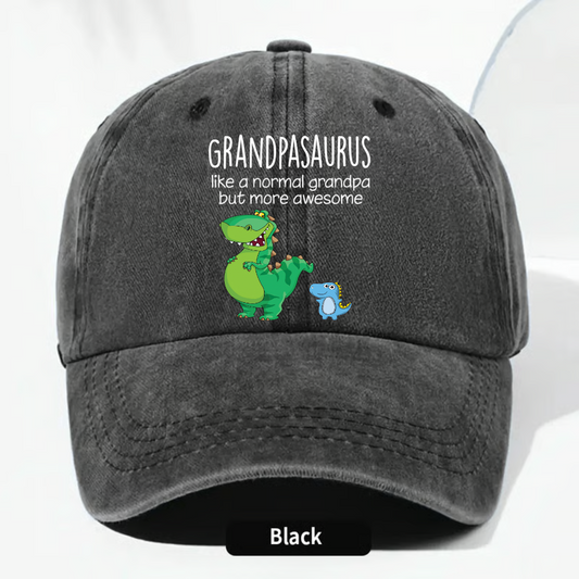 Grandpasaurus Dinosaur Hat for Grandpa, Funny Grandpa Cap with Cute Dino Family Design, Personalized Fathers Day Birthday Gift for Grandfather Dad Men
