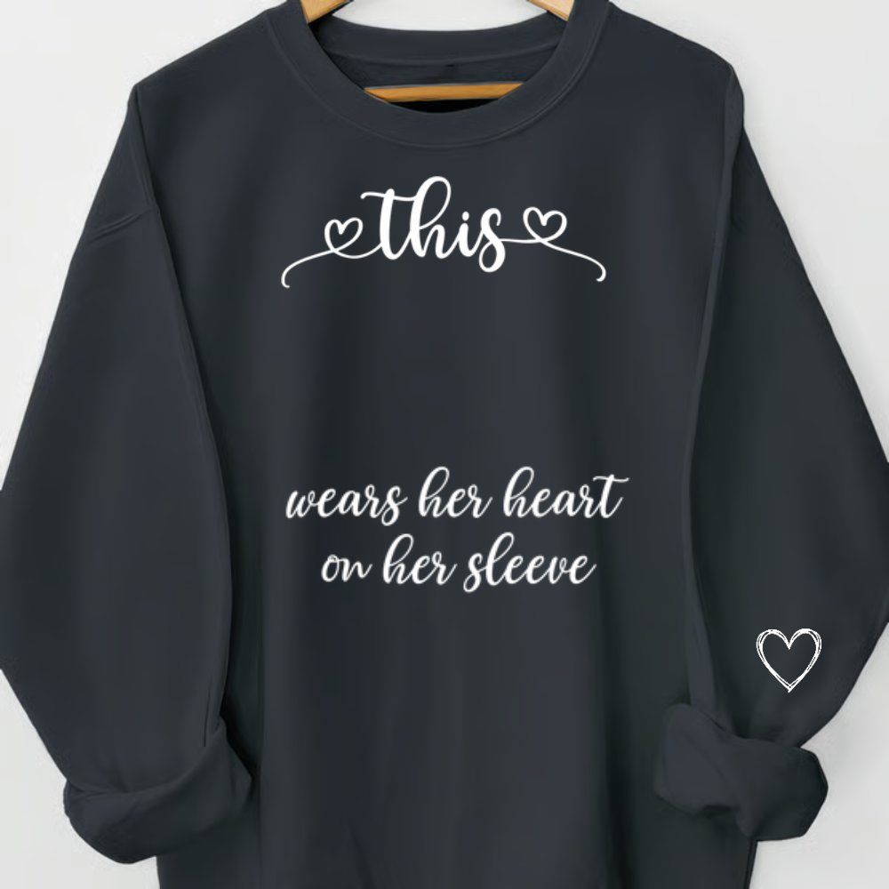 Personalized Grandma Sweatshirt, This Grandma Wears Her Heart On Her Sleeve Shirt with Grandkids’ Names, Custom Gift for Grandma Christmas