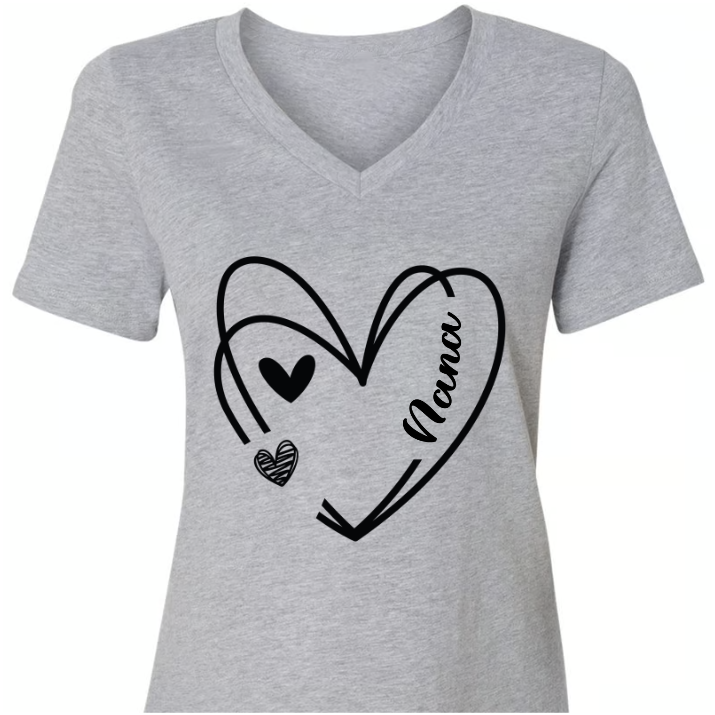 Nana And Kids Hand Draw Heart Custom Name CTH01