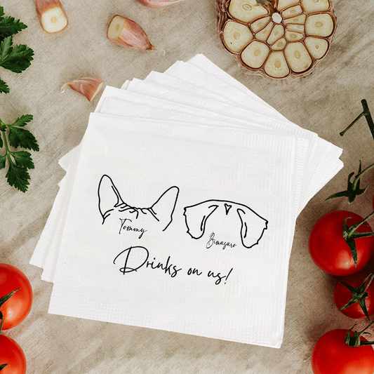 Personalized Luxury Dog Wedding Napkins – Custom Cocktail Napkins for Reception, Bridal Shower & Engagement Party Napkinds