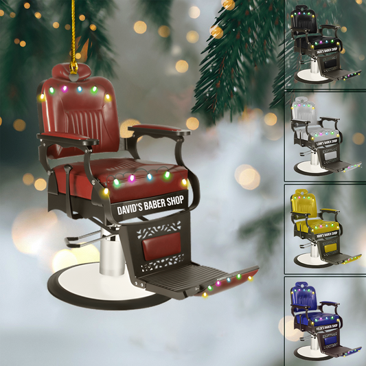 Personalized Barber Chair Ornament 2025 – Custom Name Barber Shop Decoration for Barbers Ornament