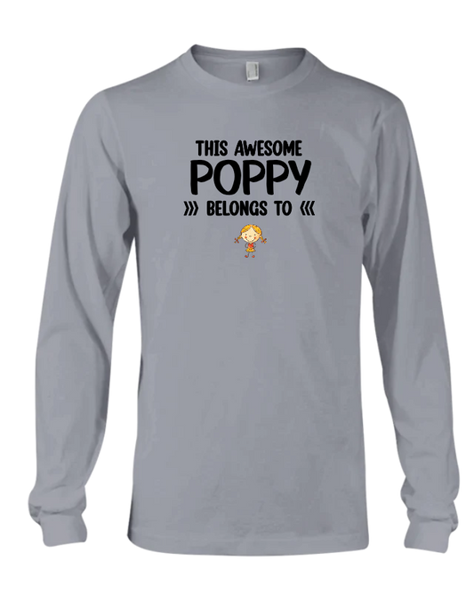 This Awesome Poppy Belongs To, Custom Poppy And Kids, Grandpa Gift TH