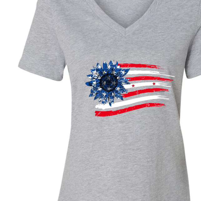 Personalized Grandma with Grandkids Sunflower American Flag  Classic Canvas