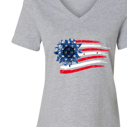 Personalized Grandma with Grandkids Sunflower American Flag  Classic Canvas