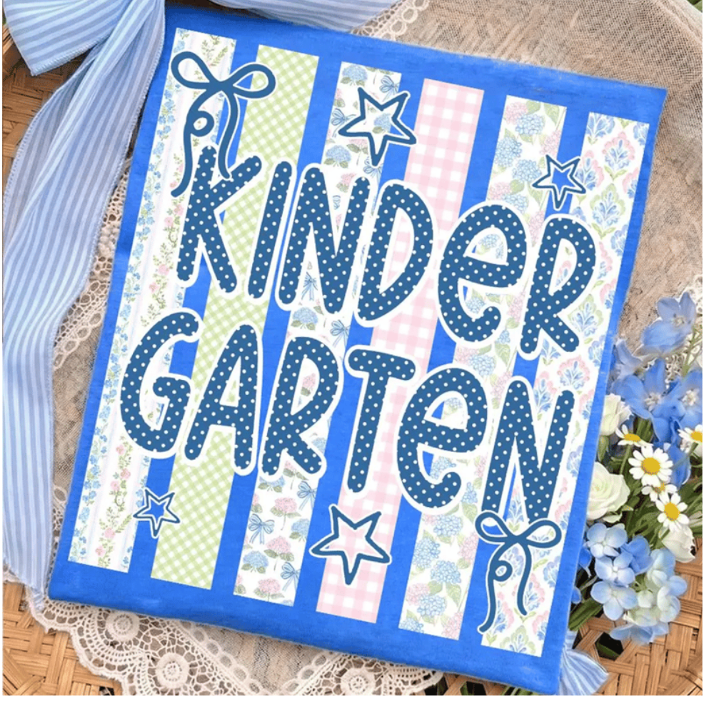 Striped Preppy School Grade Floral, Pre-K to 4th Grade, Custom Teacher Name, Kids Name, Back To SchoolStriped Preppy School Grade Floral, Pre-K to 4th Grade, Custom Teacher Name, Kids Name, Back To School