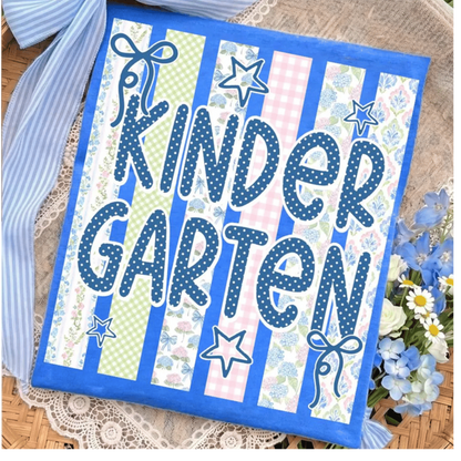 Striped Preppy School Grade Floral, Pre-K to 4th Grade, Custom Teacher Name, Kids Name, Back To SchoolStriped Preppy School Grade Floral, Pre-K to 4th Grade, Custom Teacher Name, Kids Name, Back To School