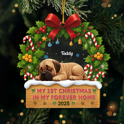 Personalized Dog’s 1st Christmas Ornament – Custom Acrylic Pet Decoration, Forever Home Gift for Dog Lovers Ornament