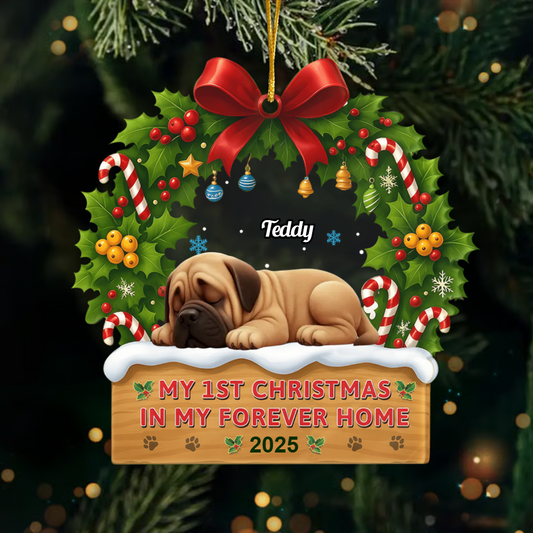 Personalized Dog’s 1st Christmas Ornament – Custom Acrylic Pet Decoration, Forever Home Gift for Dog Lovers Ornament