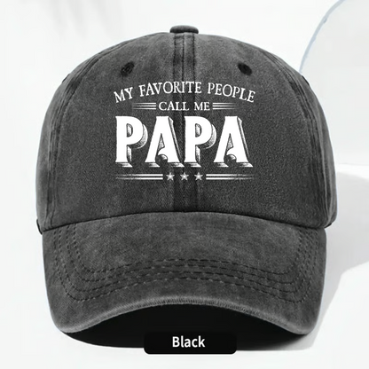 Personalized Washed Denim Baseball Cap with Papa Quote, Custom Kids' Names, Vintage Dad Hat, Unique Gift for Fathers & Grandpas