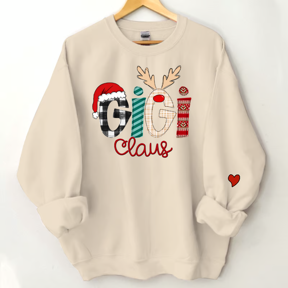 Gigi Claus Sweatshirt, 2025 Christmas Nana Sweatshirt, Custom Grandma Claus Christmas