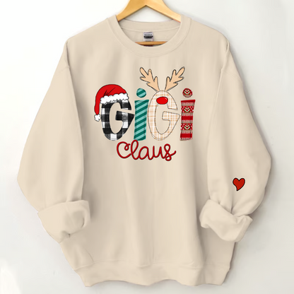 Gigi Claus Sweatshirt, 2025 Christmas Nana Sweatshirt, Custom Grandma Claus Christmas