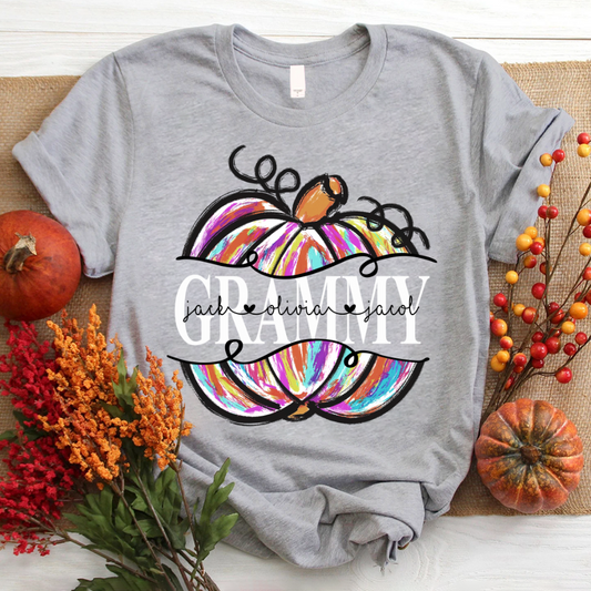 Personalized Grammy Grandma Painted Pumpkin Fall Clipart