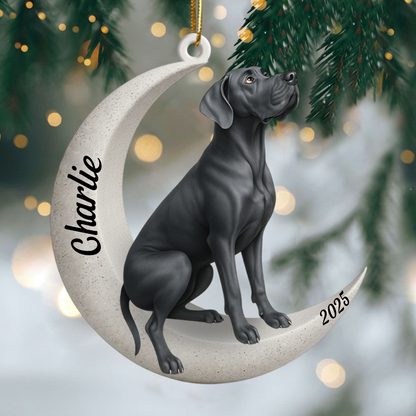 Custom Cane Corso On The Moon Ornament 2025, Custom Double-Sided Acrylic Decoration, Unique Christmas Gift For Dog Lovers Ornament