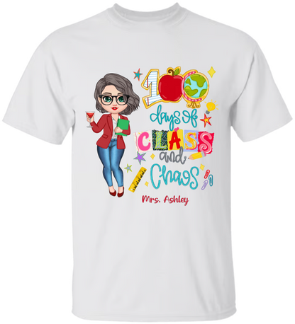 100 Days Of Class & Chaos Teacher - Personalized Shirt - 100 Days Of School Celebration