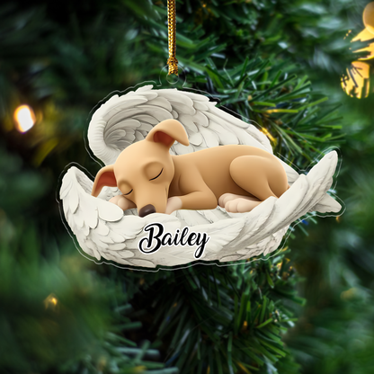 Custom Greyhound Angel Ornament – Personalized Sleeping Dog Christmas Gift for Dog Lovers, Pet Memorial Tree Decoration Ornament Ornament
