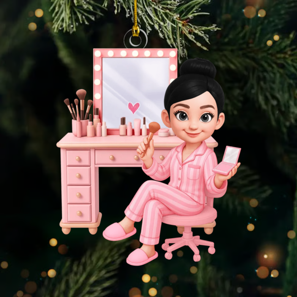 Custom Name Makeup Ornament – Personalized Beauty Lover Christmas Tree Decoration 2025 Ornament