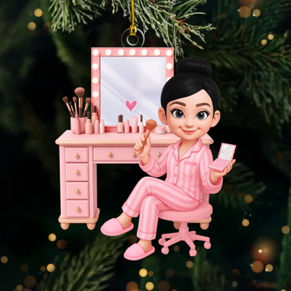 Custom Name Makeup Ornament – Personalized Beauty Lover Christmas Tree Decoration 2025 Ornament