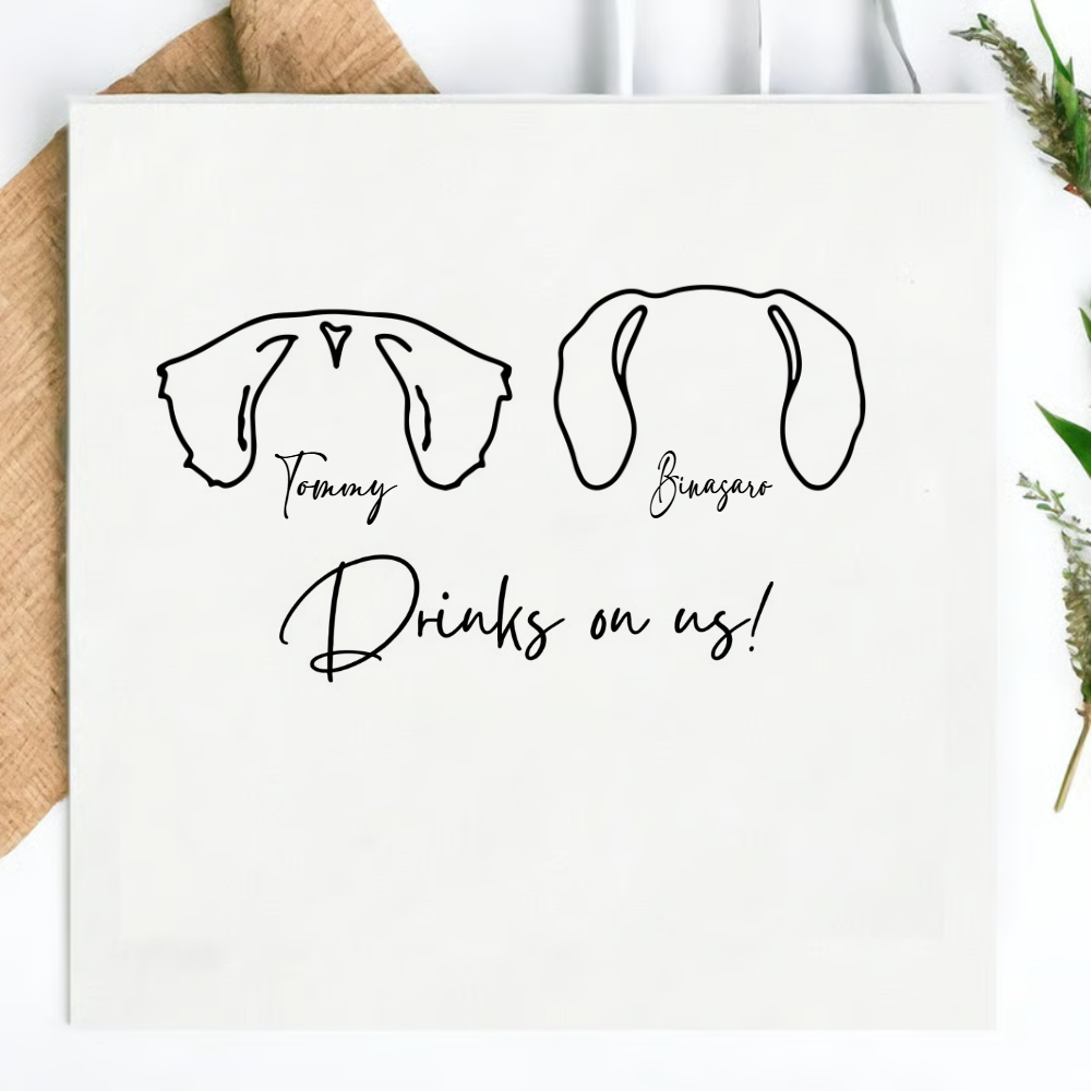 Personalized Luxury Dog Wedding Napkins – Custom Cocktail Napkins for Reception, Bridal Shower & Engagement Party Napkinds