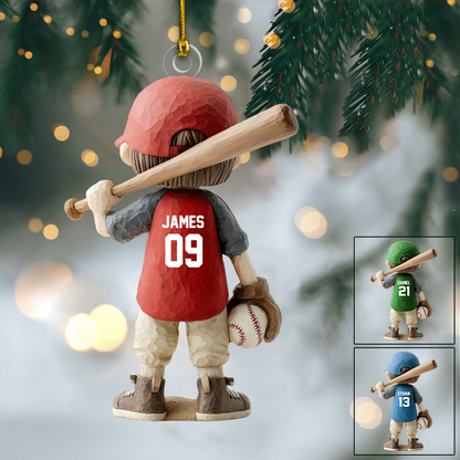 Personalized Baseball Player Ornament 2025 – Custom Name & Number Christmas Decoration for Kids and Sports Lovers Ornament