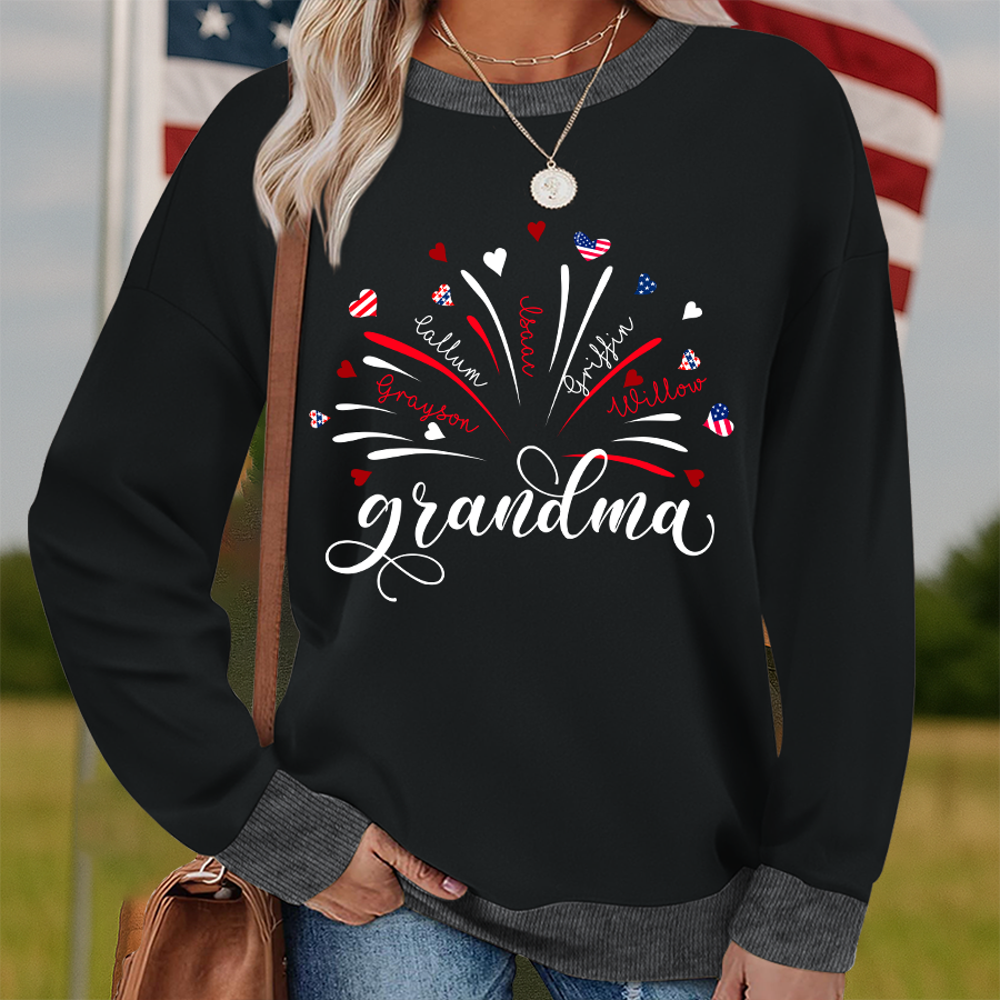 Firework America Flag Grandma And Kids New Sweatshirt