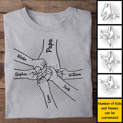 Hand in Hand, I Will Always Protect You All - Family Personalized Custom Unisex Shirt - Father's Day Gifts For Dad, Grandpa
