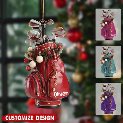 Personalized Golf Bag Ornament 2025 – Custom Name Christmas Ornament for Golfer, Golf Lover Gift Ornament