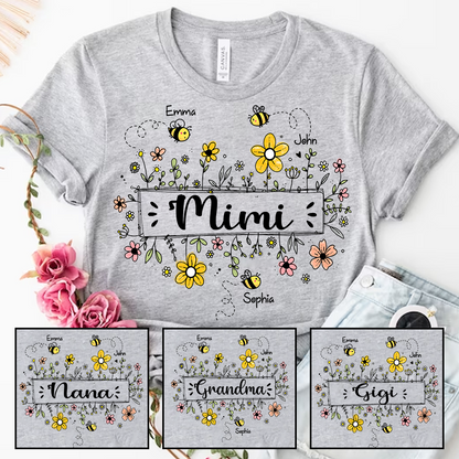 Personalized Mimi Flower Bee And Grandkids Custom Names