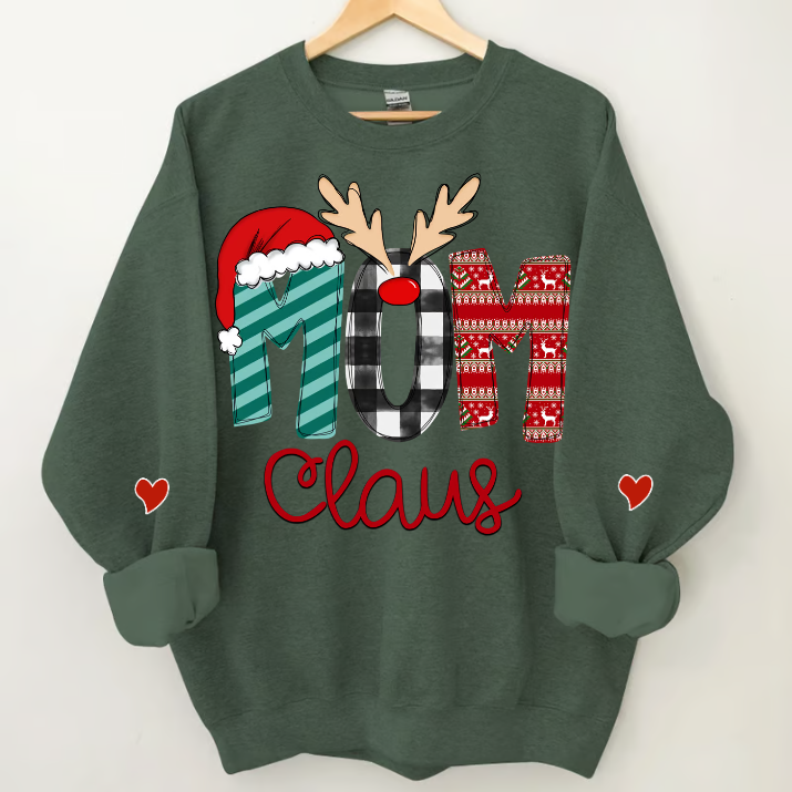 Merry Christmas 2023 Mom Claus Sweatshirt, Custom Mom , Mama and Kids Sweatshirt