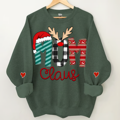 Merry Christmas 2023 Mom Claus Sweatshirt, Custom Mom , Mama and Kids Sweatshirt